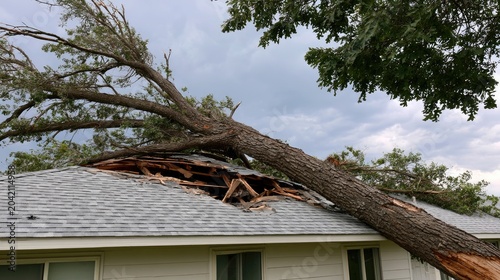 Fallen tree crashes through roof, causing extensive damage
