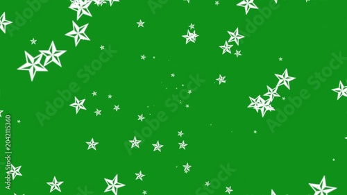 White twinkling stars motion graphics with green screen background