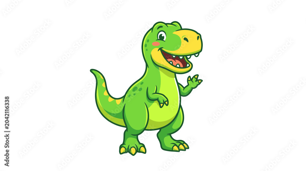 Fototapeta premium Cute Cartoon Dinosaur Waving Hello