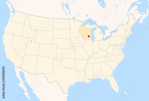 Fotografía Locator Map of the County Dodge (Wisconsin, US) showing the Contiguous United St