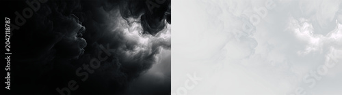 Cuadro en lienzo Clouds in a clear sky display various shapes and forms during the day, showcasin