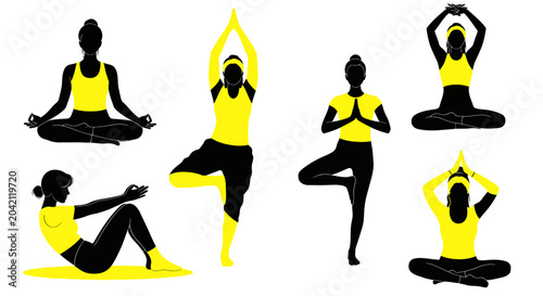 Obraz na płótnie woman doing various yoga poses.