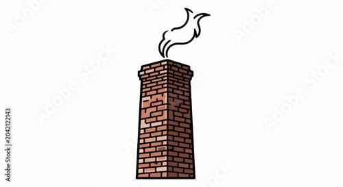 A cartoon brick chimney with a leaping animal shape in smoke