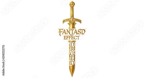 Photos Golden Fantasy Sword Effect Design.