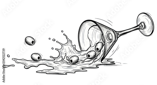 Foto Martini glass with liquid splashing out.