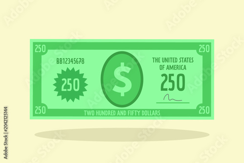 Fotografía Green banknote representing two hundred fifty dollars.