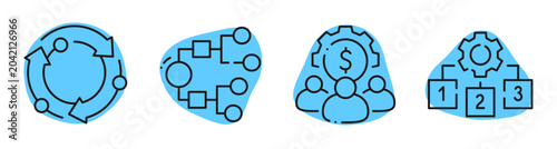 Photos Business process icons depicting cycle flow team finance and ranking