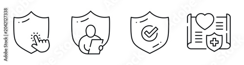 Fotografía Shield icons showing verification and health record concepts