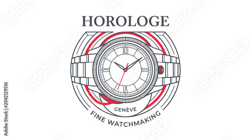 Luxury Watchmaking Logo: Horologe Fine Geneva Swiss Movement Design
