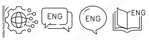 Fotografía Language and translation icons indicating english and global settings
