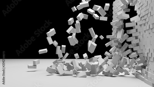 Фотография exploding cubes in 3d scene blocks fragmentation