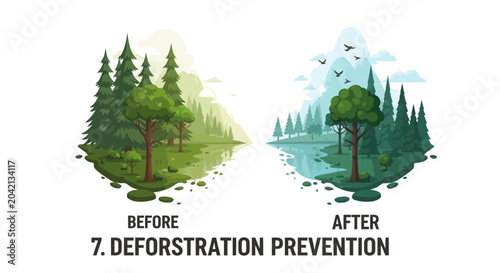Foto Deforestation Prevention: Before and After Lush Forest Comparison