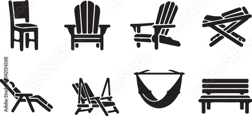 Fotografie Collection of various outdoor furniture icons