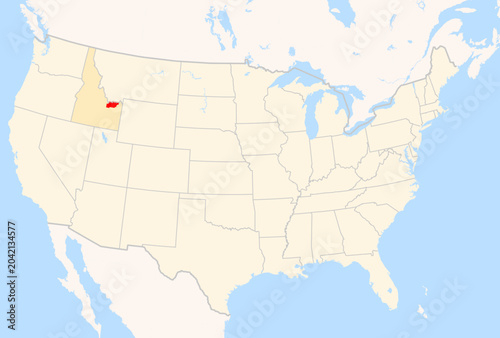 Принти на полотні Locator Map of the County Clark (Idaho, US) showing the Contiguous United States