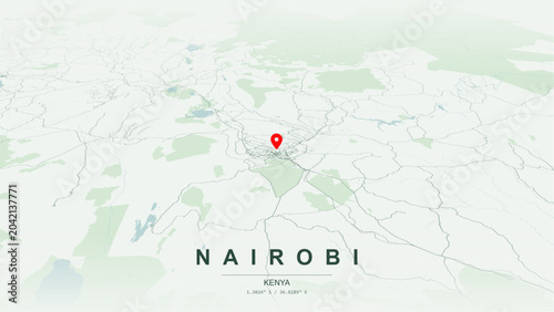 Cuadro en lienzo Minimalist vector map of Nairobi, Kenya