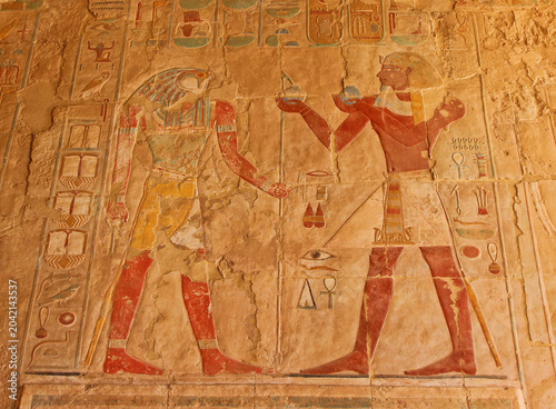 Tableau sur toile Ancient Egyptian Frescoes, Hatshepsut Temple, Luxor