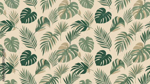 Tropical green leaf pattern design.