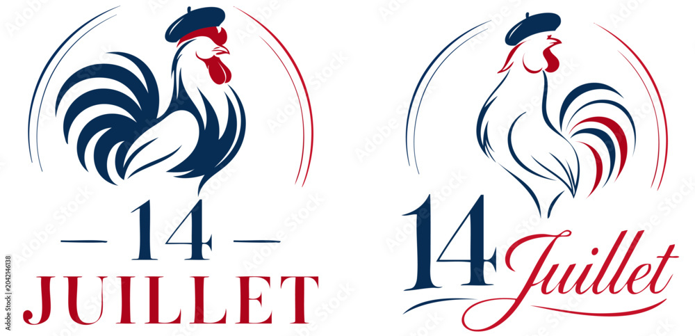 Fototapeta premium Fête Nationale du 14 Juillet – Coq Français Festif et Tricolore