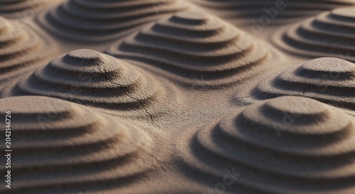 Abstract Topographic Landscape with Layered Hills and Valleys.