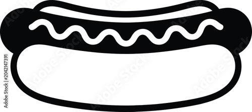 Foto Outline vector icon of hotdog sandwich with mustard topping for restaurant menu and fast food design