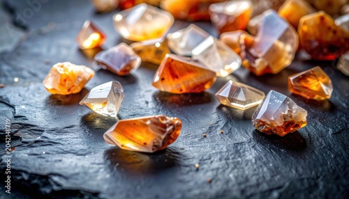 Collection of Small, Polished Crystal Geodes and Agate Stones with Warm Amber and Orange Hues