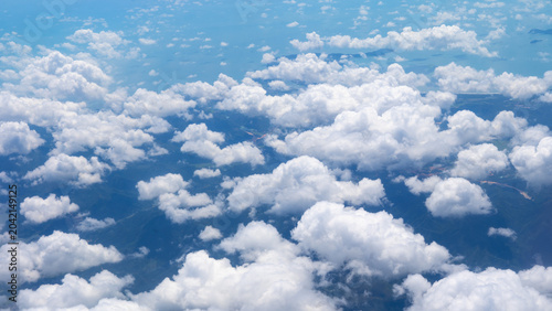 White Clouds and Blue Sky Aerial View from Above