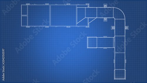 Fotografie Air Handling - technical drawing, Blueprint