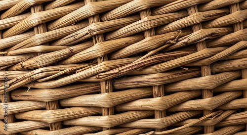 Close up of woven natural fiber texture background.