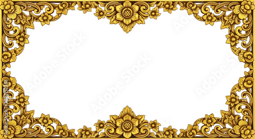 Golden Ornate Floral Frame - Decorative Border with Intricate Carving