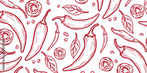 Obraz na płótnie Chili pepper seamless pattern