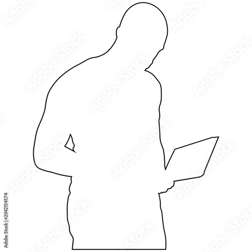 Line Art of a Male Reading a Book