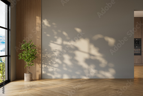 Obraz na płótnie Modern interior design of apartment with empty room, blank wall, wooden floor, p