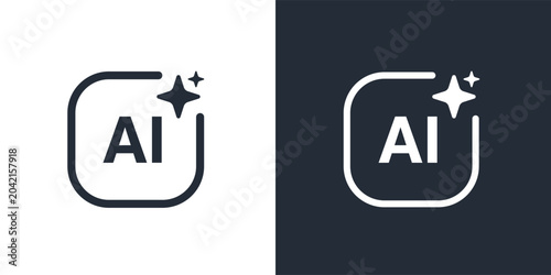 AI Generation and Sparkle Icon Set. Artificial Intelligence Symbols for Magic and Automated Content Creation.