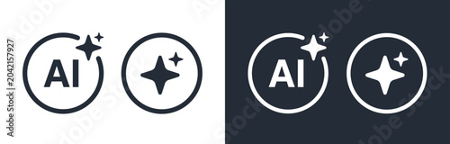 AI Generation and Sparkle Icon Set. Artificial Intelligence Symbols for Magic and Automated Content Creation.