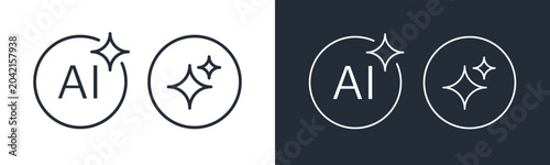 AI Generation and Sparkle Icon Set. Artificial Intelligence Symbols for Magic and Automated Content Creation.