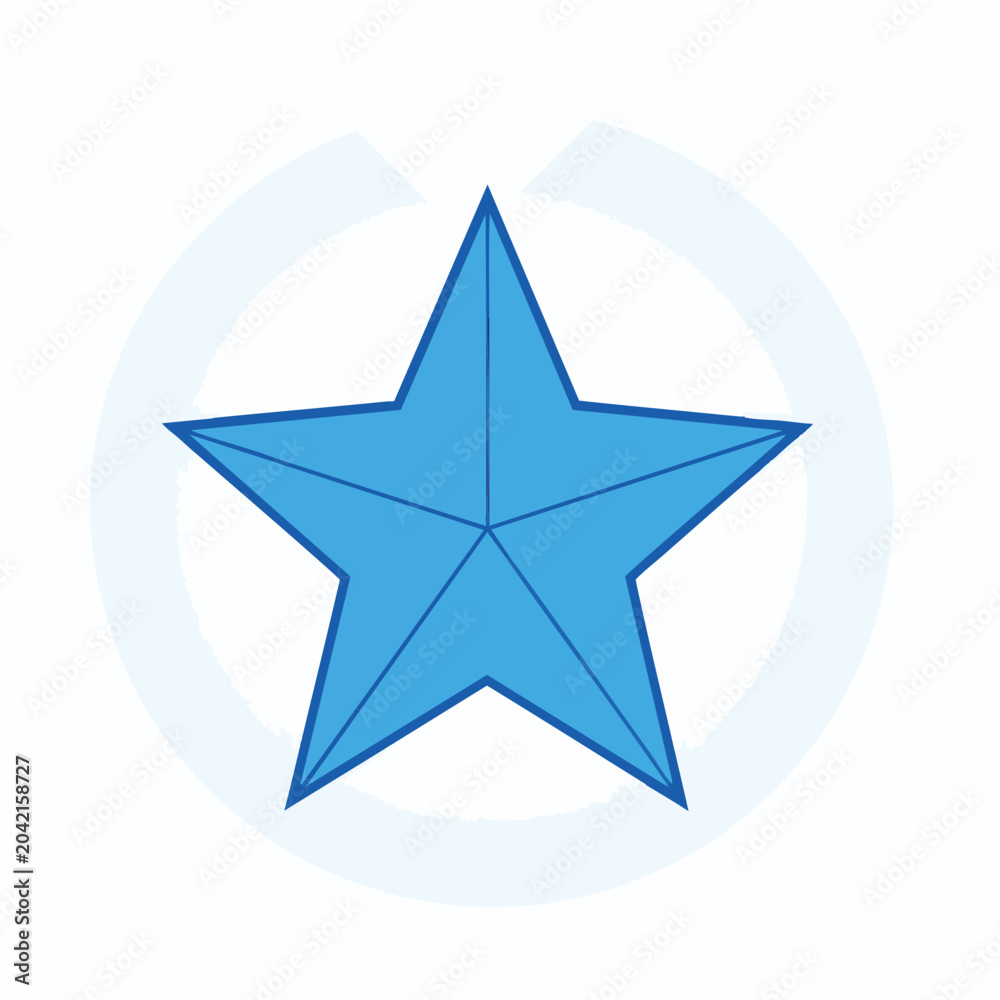 Obraz premium A simple flat blue five pointed star icon illustration.