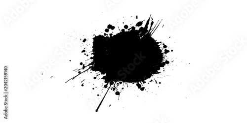 Bild auf Leinwand A black ink splash with sharp radiating lines suggests an artistic and abstract composition