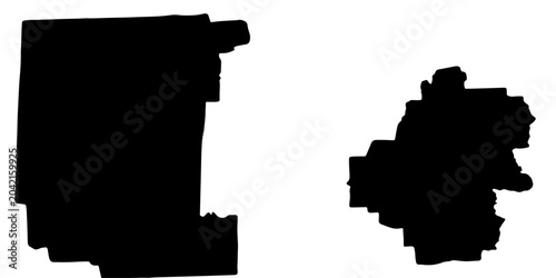 Photography Two isolated black silhouettes of abstract shapes against a white background