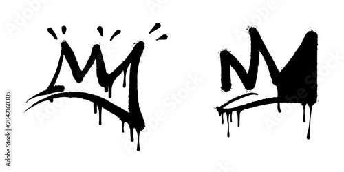Photos Graffiti style crown illustration with dripping paint effect, symbolizing royalty, power, and urban art