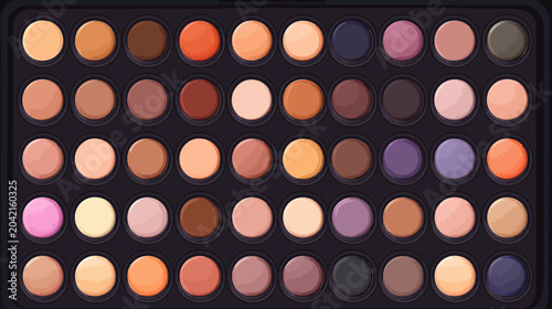 50-color professional eyeshadow palette featuring neutral shades, shimmering tones, and matte finishes blended seamlessly in a sleek circular case