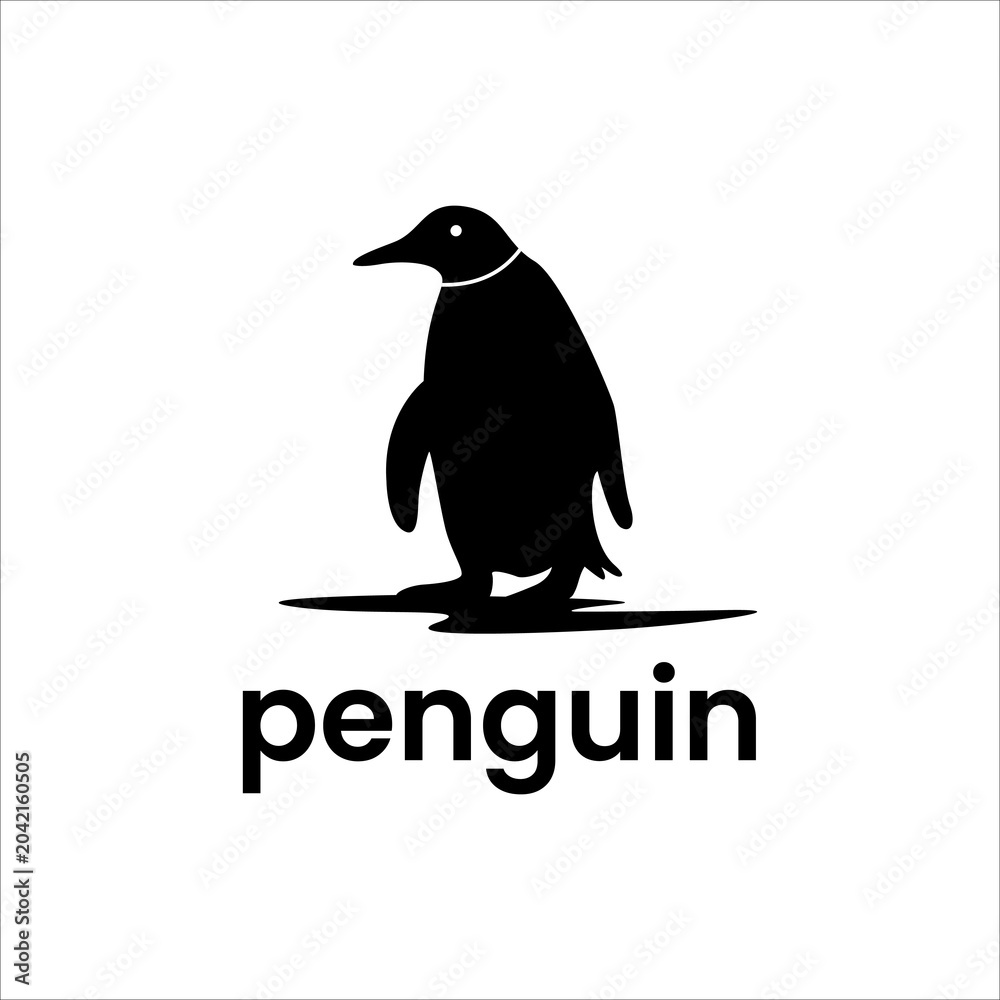 Fototapeta premium Silhouette Penguin Logo Design Vector, ocean snow bird vector Modern Animal Branding Template for Business Identity