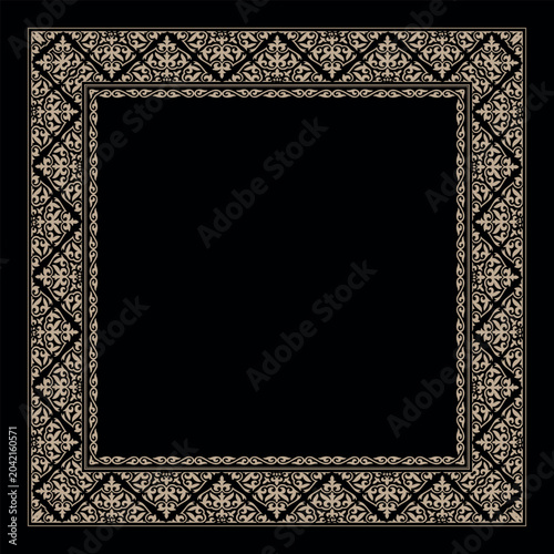 Valokuva Ornate square border patterns on a black background