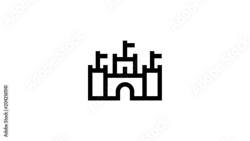 Canvastavla Minimalist castle illustration with battlements and flags Vector