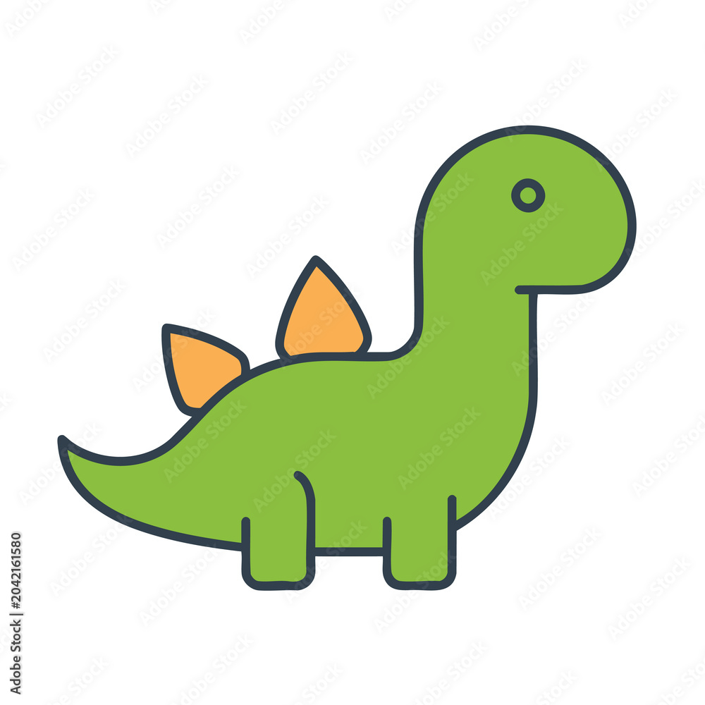 Fototapeta premium Cute cartoon green dinosaur vector illustration for children.