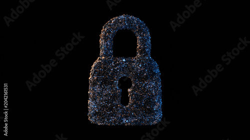 Abstract lock digital security quantum safe geometric pattern dark background data protection cyber defense vault concept