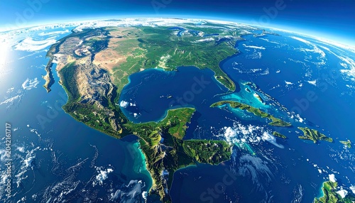 Earth from space - A vibrant view of North and Central America.