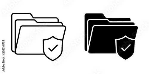 Secure folder system icons with protection shield protection security