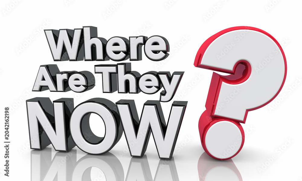 Fototapeta premium Where Are They Now Words Question Mark Ask Location Status People 3d Illustration