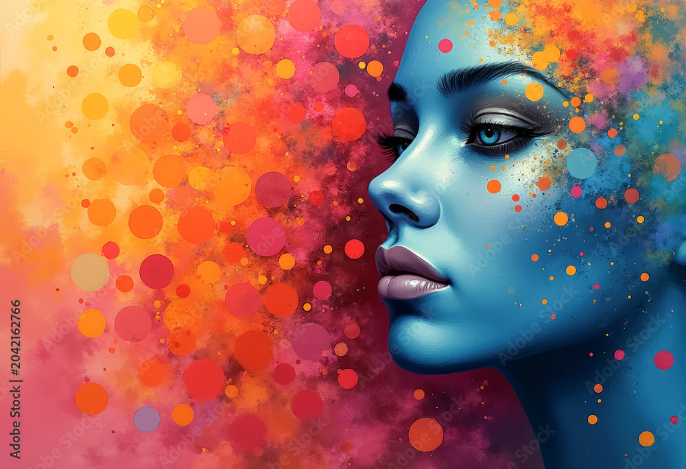 Fototapeta premium abstract multi-colored people's faces illustration picture