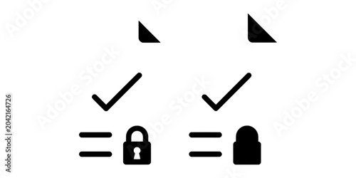 Locked content verification icons with checkmark security verified protected